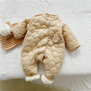 3-6-9-12 Month Old Baby One-Piece Clothes Ins Fashion Baby Romper Clothes In Autumn And Winter With Cotton Ripples