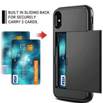 For iPhone 11 Pro Max XS X XR Case Slide Armor Wallet Card Slots Holder Cover For IPhone 7 8 6 6s Plus 5 5s TPU Shockproof Shell