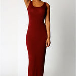 Elegant  Sexy Dress O-Neck Sleeveless Slim Maxi Dress