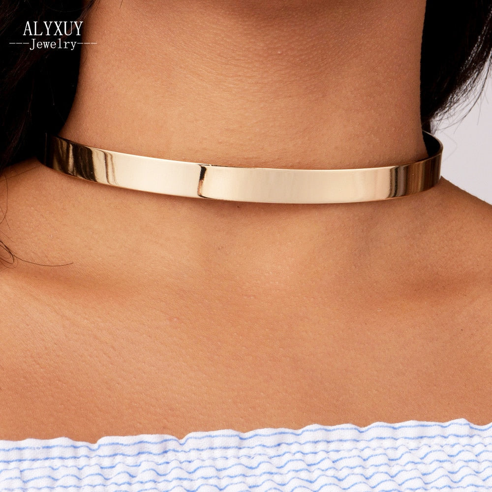 15MM Width Metal Cuff Collar Torques Necklace