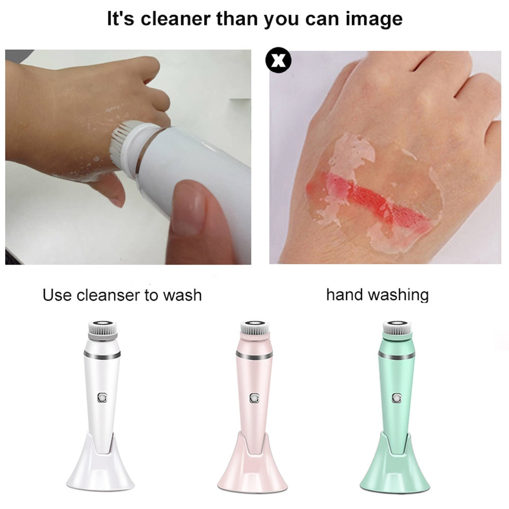 4 IN 1 Electric Face Deep Cleansing Brush Spin Pore Cleaner