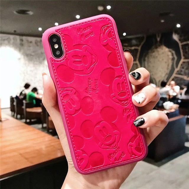 Mickey Minnie Mouse Leather Case For iPhone 8 7 6 6S Plus X Xs Max XR 3D