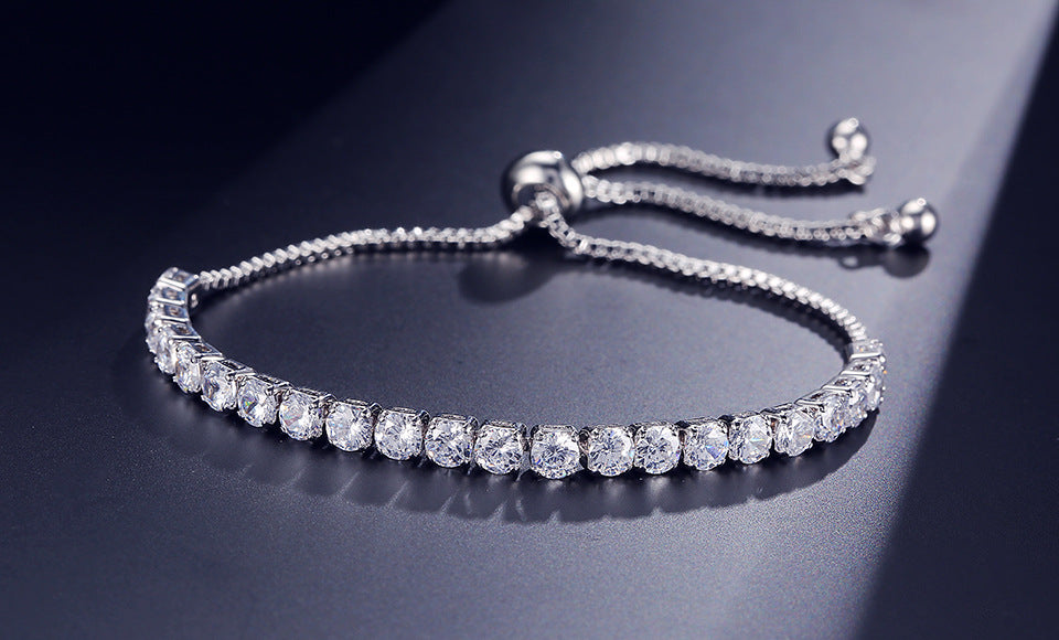 Cubic Zirconia Tennis Adjustable Bracelet