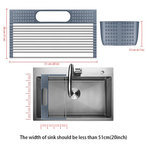 Dish Drainer Over Sink For Kitchen Organizer Multi-Use Roll-up Drying Foldable Rack  Fruit Vegetable Meat Mat