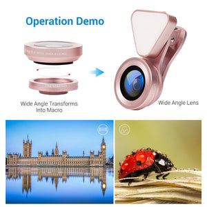 3 in 1 Phone Lens, LED Flish Light Lens For iphone SE X 8 7 6 6S Fish Eye Lens 0.4-0.6X Wide Angle+10X Macro Clip-on Lens