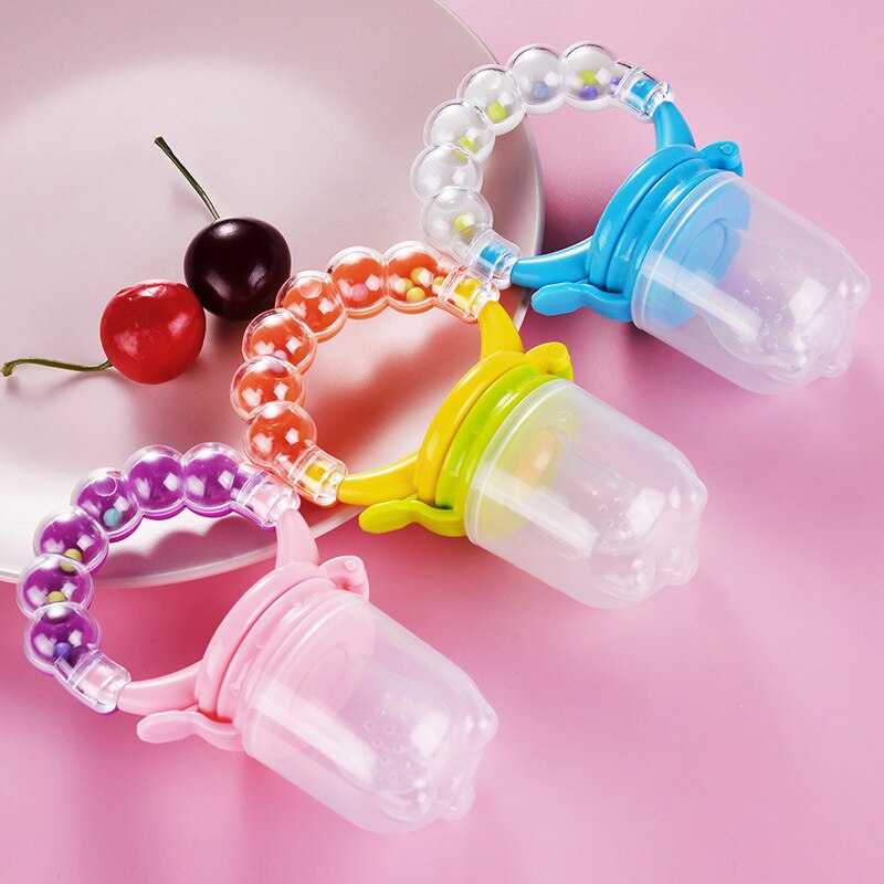 Hot Sale 1 Pcs Food Baby Pacifiers Nipple Pacifiers for Baby Fruit Feeder Nipples Feeding Safe Pacifier Hand Bell Toy