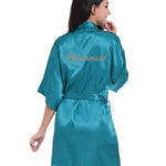 Bridal Party Robe Letter Bride on the Robe Back Women Short Satin