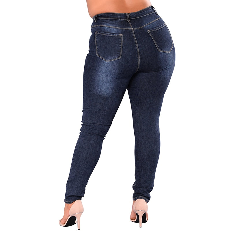 High Waist Jeans Femme Women 5XL 6XL 7XL Plus Size Leggings Blue Denim Skinny Jeans Pencil Pants Stretch Bodycon Slim Trousers