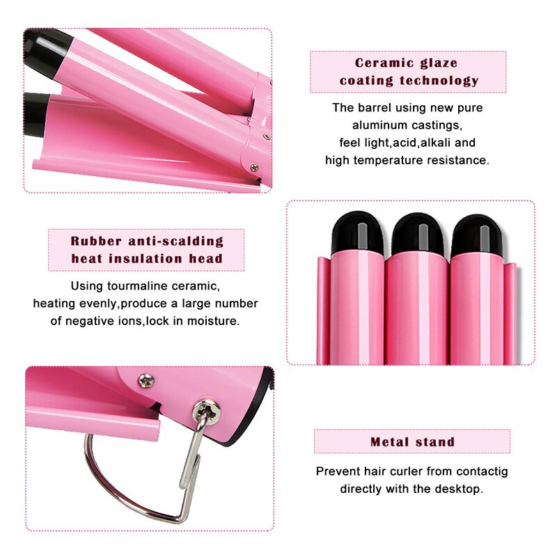 New Arrival Hair Curling Iron LED Ceramic Triple Barrel