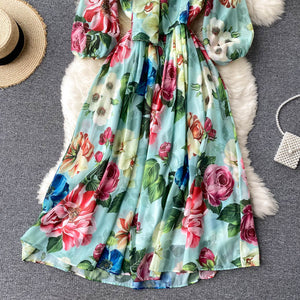 2021 New Summer Print Chiffon Beach Dress