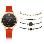 5pcs Woman Quartz Wristwatch Leather Ladies Bracelet Luxury Watch Casual Relogio Femenino