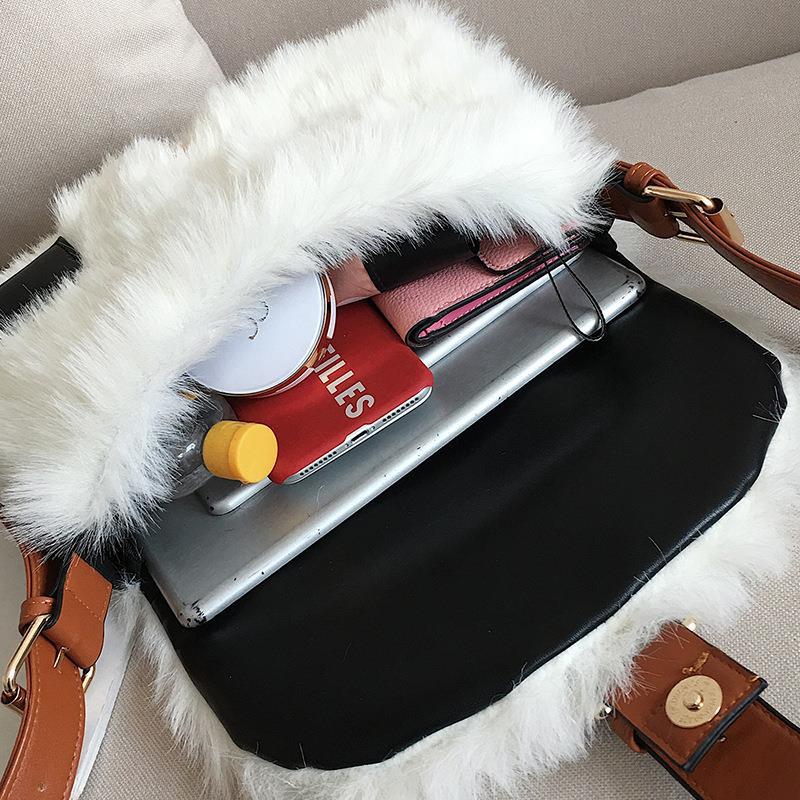 Plush Autumn Winter Wide Crossbody Bag Women Bag