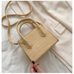 Small Crocodile Pattern Solid Color PU Leather Crossbody Bags