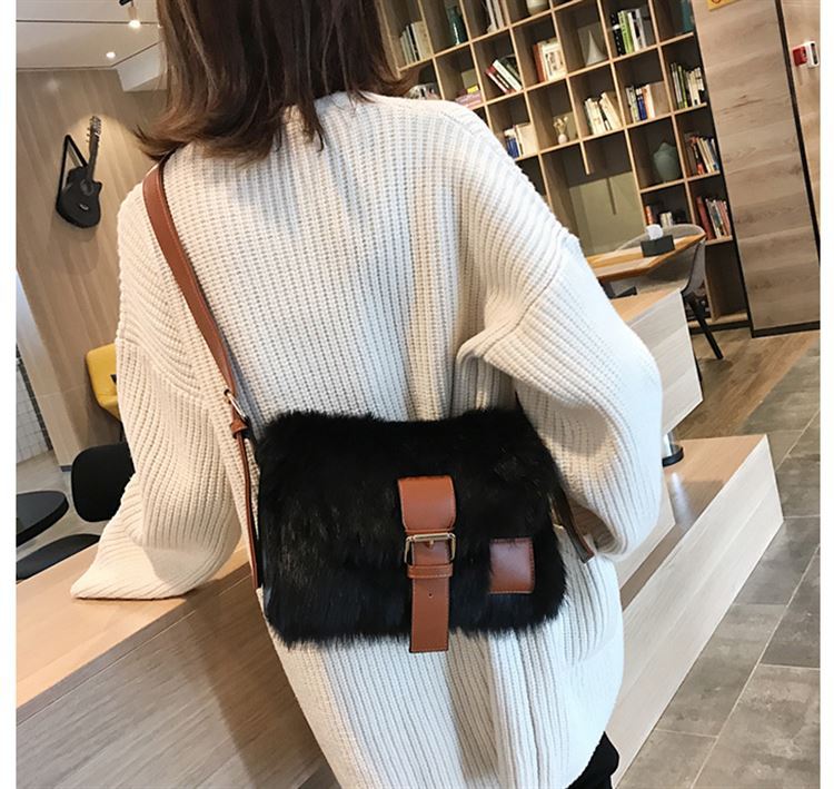 Plush Autumn Winter Wide Crossbody Bag Women Bag