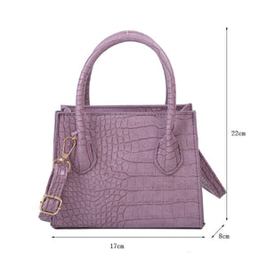 Small Crocodile Pattern Solid Color PU Leather Crossbody Bags