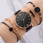 5pcs Woman Quartz Wristwatch Leather Ladies Bracelet Luxury Watch Casual Relogio Femenino