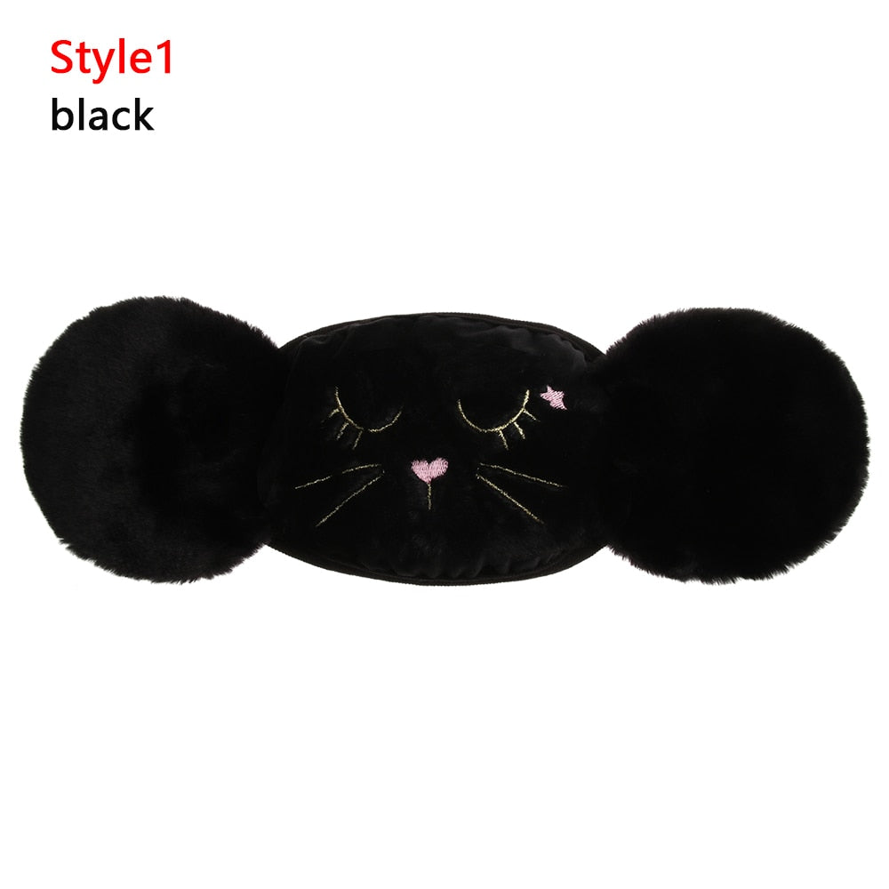 2 in 1 Warm Earmuffs Cartoon Cute Ear Muffs Ear-cap Autumn Winter Thicken Plush Outdoor Riding Keep Warm Earflap