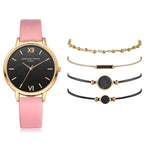 5pcs Woman Quartz Wristwatch Leather Ladies Bracelet Luxury Watch Casual Relogio Femenino