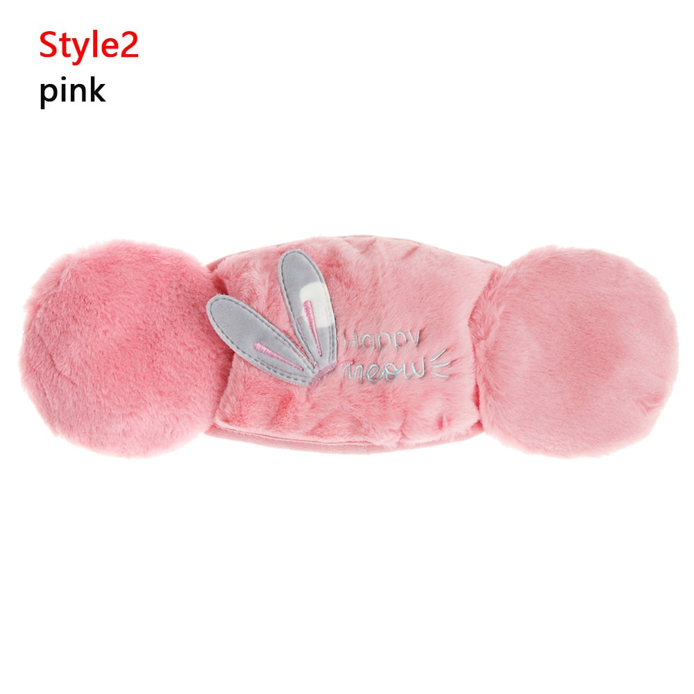 2 in 1 Warm Earmuffs Cartoon Cute Ear Muffs Ear-cap Autumn Winter Thicken Plush Outdoor Riding Keep Warm Earflap