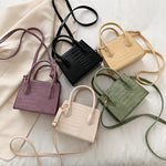 Small Crocodile Pattern Solid Color PU Leather Crossbody Bags