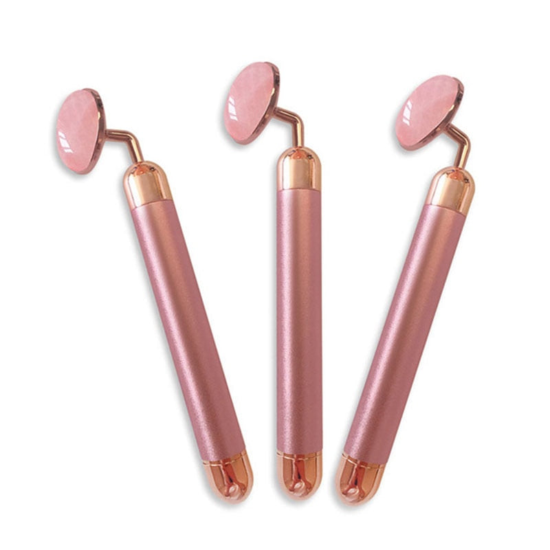 Electric Rose Quartz Roller Slimming Face Massager