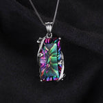 Silver 925 Jewelry Necklace with Rectangle Topaz Gemstones Pendant