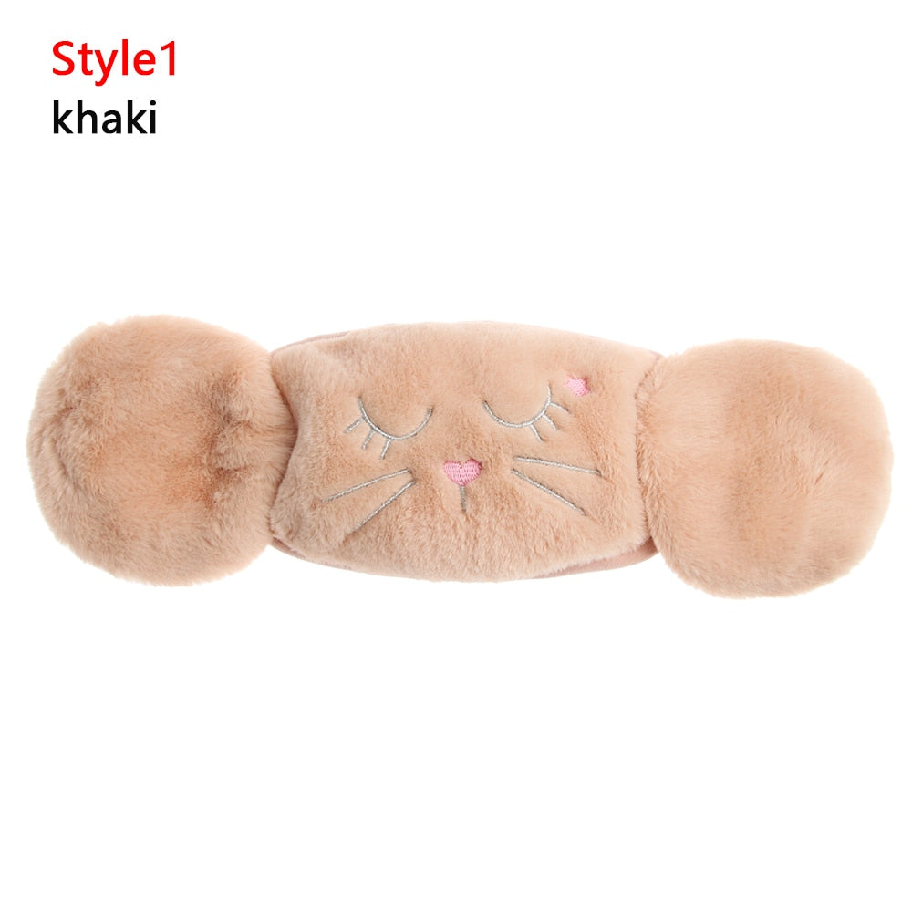 2 in 1 Warm Earmuffs Cartoon Cute Ear Muffs Ear-cap Autumn Winter Thicken Plush Outdoor Riding Keep Warm Earflap