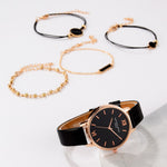 5pcs Woman Quartz Wristwatch Leather Ladies Bracelet Luxury Watch Casual Relogio Femenino