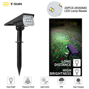 T-SUNRISE  20LED Solar Garden Light IP65 Waterproof Cold White Auto ON/OFF Outdoor Solar Lights Solar Landscape Spotlights Lamps