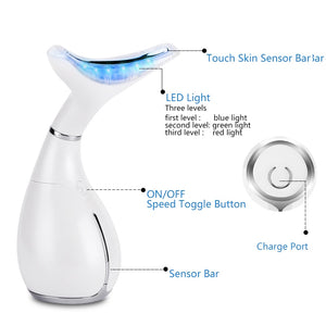 LED Photon Therapy  Neck and Face Lifting Massager Vibration Skin Tighten Reduce Double Chin Anti-Wrinkle Remove Device