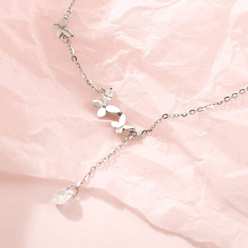 Cubic Zircon Butterfly Necklace