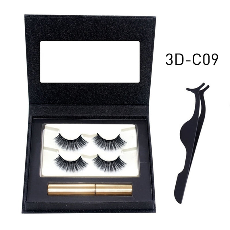 Hot Magnetic Eyelash Set With False Eyelashes Tweezers