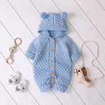 Children's Fur Ball Hooded Knitted One-piece Romper