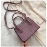 Small Crocodile Pattern Solid Color PU Leather Crossbody Bags