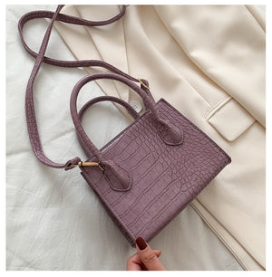 Small Crocodile Pattern Solid Color PU Leather Crossbody Bags