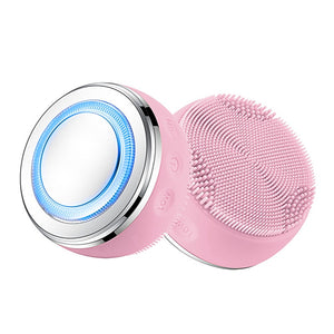 2in1 LED Light Silicone Heating Face Cleanser Massage