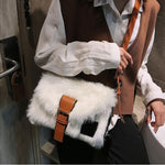 Plush Autumn Winter Wide Crossbody Bag Women Bag