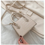 Small Crocodile Pattern Solid Color PU Leather Crossbody Bags