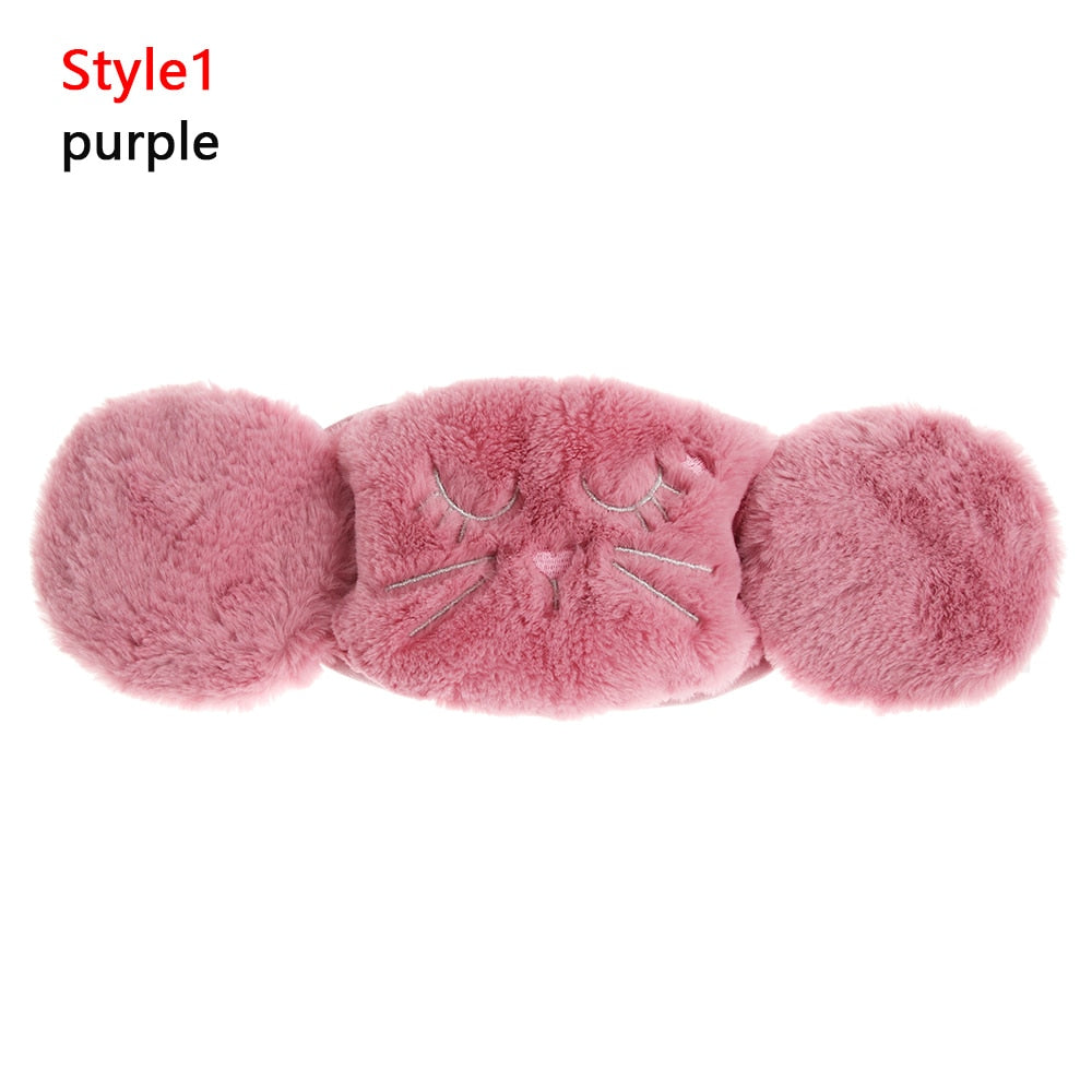 2 in 1 Warm Earmuffs Cartoon Cute Ear Muffs Ear-cap Autumn Winter Thicken Plush Outdoor Riding Keep Warm Earflap