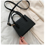 Small Crocodile Pattern Solid Color PU Leather Crossbody Bags