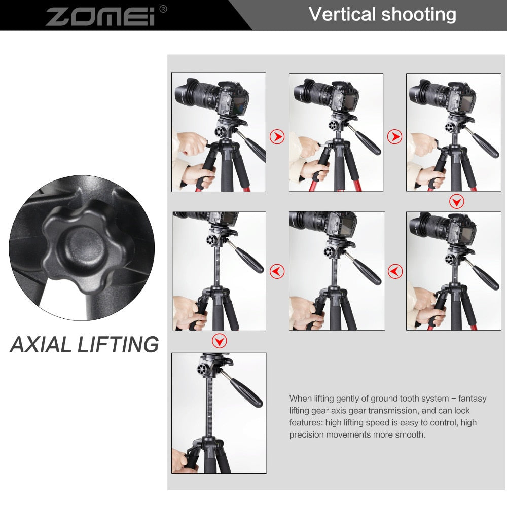 Professional Portable Travel Aluminium Camera Tripod & Pan Head