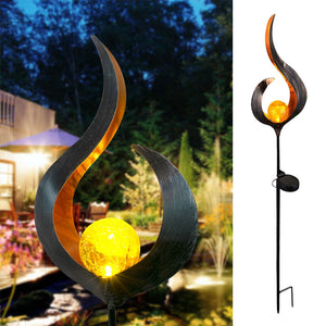 Solar Power Metal LED Ornament Landscape Light Outdoor Flame